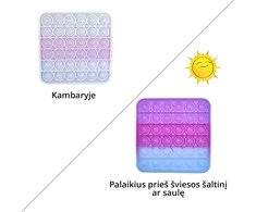Antistresinis žaislas POP-IT kvadratas keičiantis spalvą