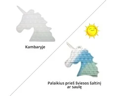 Antistresinis žaislas POP-IT vienaragis keičiantis spalvą