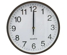 Apvalus sieninis laikrodis su medžio imitacija, 30 cm