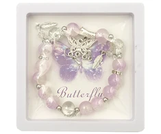 Apyrankė iš karoliukų su drugelio pakabuku „Butterfly“ - Žalsva