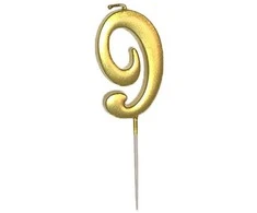 Auksinė žvakutė skaičius "9"