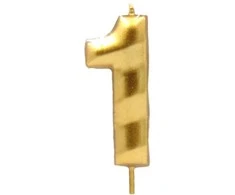 Auksinė žvakutė tortui skaičius "1"
