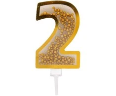 Auksinė žvakutė tortui skaičius "2"
