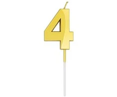 Auksinė žvakutė tortui, skaičius "4"