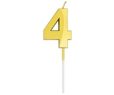 Auksinė žvakutė tortui, skaičius "4"