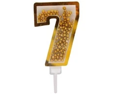 Auksinė žvakutė tortui skaičius "7"