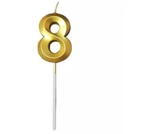 Auksinė žvakutė tortui, skaičius "8"