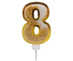 Auksinė žvakutė tortui skaičius "8"
