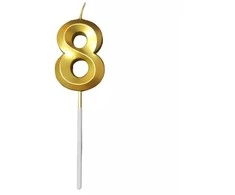 Auksinė žvakutė tortui, skaičius "8"