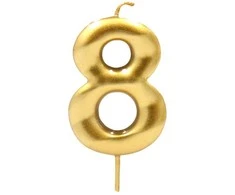 Auksinė žvakutė tortui skaičius "8"
