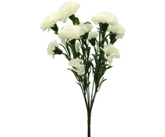 Balta dirbtinė gvazdikų puokštė, 45 cm