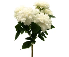 Balta dirbtinė jurginų puokštė, 40 cm