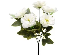 Dirbtinė balta zinijų puokštė, 35 cm