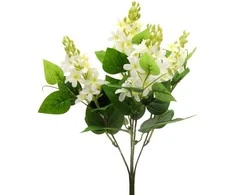 Dirbtinė baltų alyvų puokštė, 33 cm