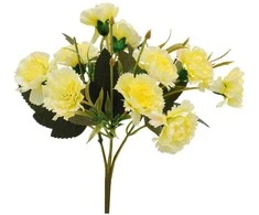 Dirbtinė gvazdikų puokštė, 24 cm - Kreminė