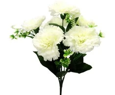 Dirbtinė gvazdikų puokštė, 33 cm - Balta