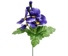 Dirbtinė našlaičių puokštė, 21 cm - Violetinė
