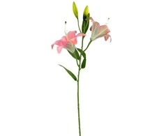 Dirbtinė rožinė lelijų šaka, 65 cm