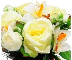 Dirbtinė rožių ir orchidėjų puokštė vazone
