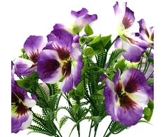 Dirbtinė violetinių našlaičių puokštė, 34 cm