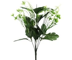 Dirbtinės gėlės kotelis su chrizantemų lapais ir gėlytėmis, 33 cm