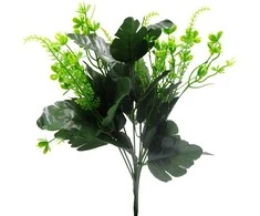 Dirbtinės gėlės kotelis su chrizantemų lapais ir gėlytėmis, 33 cm