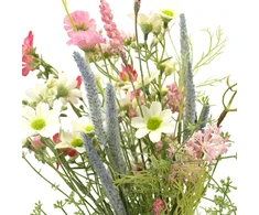 Dirbtinių rožinių lauko gėlių puokštė, 58 cm