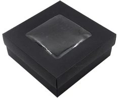 Juoda dovanų dėžutė su langeliu, 15x15x6 cm