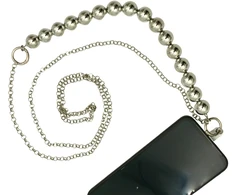 Karoliukų ir grandinėlės dirželis per petį telefonui, 74 cm