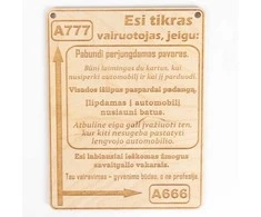 Medinė lentelė "Tikras vairuotojas"