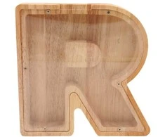 Medinė taupyklė "Raidė-R", 18 cm