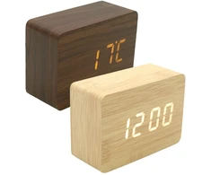 Medinio dizaino LED žadintuvas, h 7 cm - Tamsiai ruda