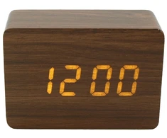 Medinio dizaino LED žadintuvas, h 7 cm - Tamsiai ruda