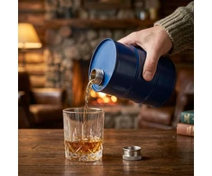 Mėlyna statinės formos metalinė gertuvė, 600 ml
