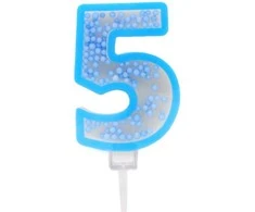 Mėlyna žvakutė tortui skaičius "5"
