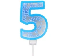 Mėlyna žvakutė tortui skaičius "5"