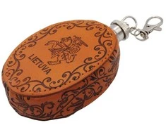 Metalinė gertuvė odiniame dėkle Lietuva, 75 ml