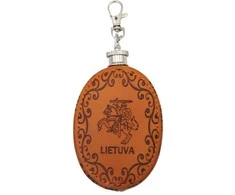 Metalinė gertuvė odiniame dėkle Lietuva, 75 ml