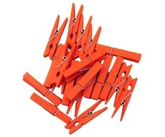 Oranžiniai mediniai segtukai, 4,5 cm