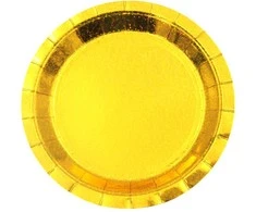 Popierinės lėkštės aukso spalvos, 18 cm