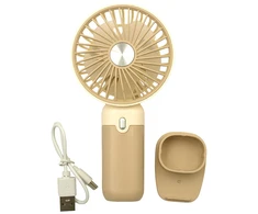 Rankinis „Mini Fan“ USB įkraunamas ventiliatorius su stovu - Ruda