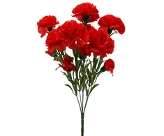 Raudona dirbtinė gvazdikų puokštė, 45 cm