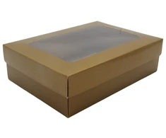 Sendinto aukso dovanų dėžutė su langeliu, 15x21x6 cm
