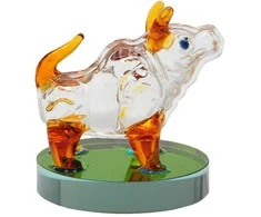 Stiklinė statulėlė Jautis, 4 cm - Ruda