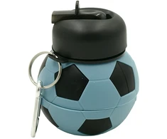 Sulankstoma silikoninė gertuvė-futbolo kamuolys, 550 ml - Žalia
