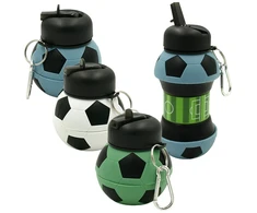 Sulankstoma silikoninė gertuvė-futbolo kamuolys, 550 ml - Žalia