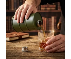 Žalia statinės formos metalinė gertuvė, 600 ml