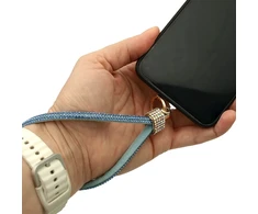 Žerintis mėlynas telefono dirželis ant riešo, 12 cm