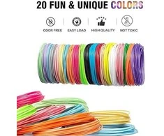 100 m PLA plastikas 3D rašikliui, 20 spalvų po 5 m
