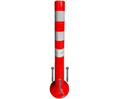 Lankstus įspėjamasis signalinis kelio stulpelis Eurostal 750 mm raudonas su inkariniais varžtais (ankeriais)